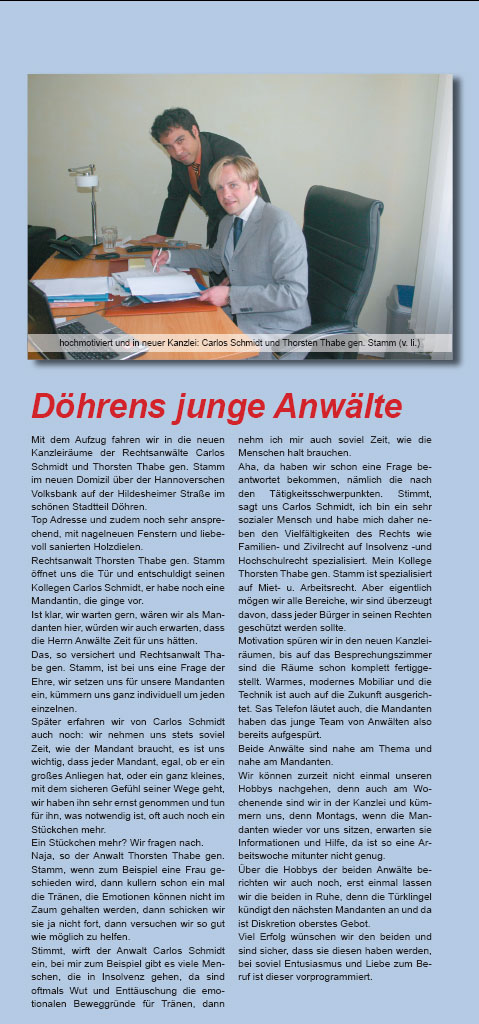 Artikel aus der Leine-News, Ausgabe 06/07